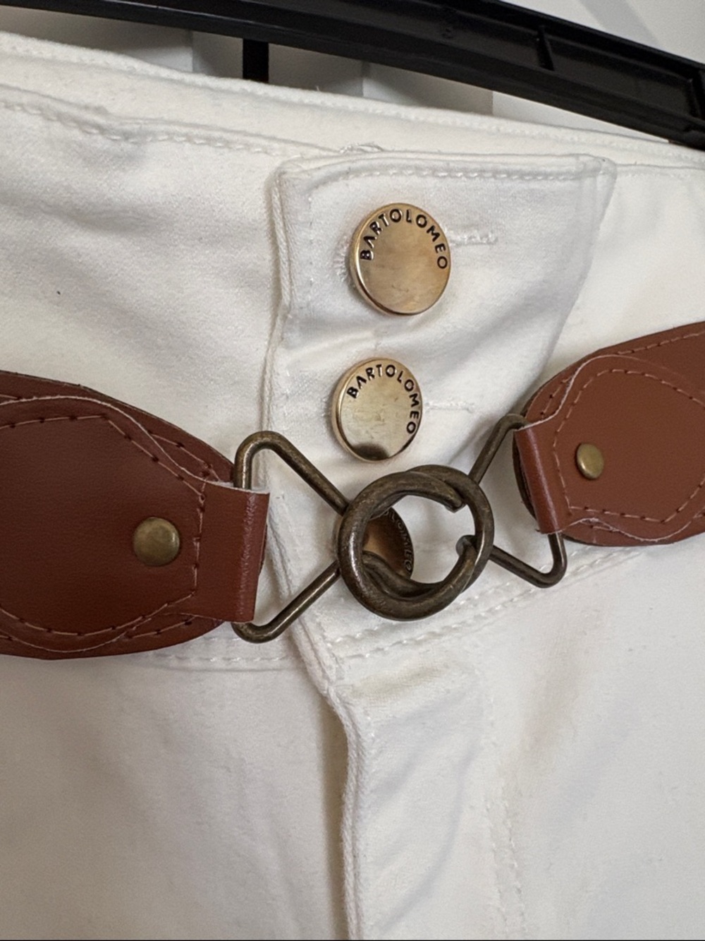 NWT [Bartolomeo] Columbian White Stretch Flare Jeans & Belt Women’s US 4/6 - Picture 6 of 15
